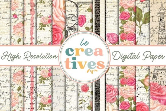Download VINTAGE ROSES in PARIS DIGITAL PAPER - Vintage roses Collection