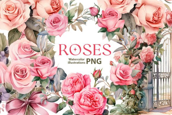 Download Watercolor Vintage Roses Cliparts - Vintage roses Collection