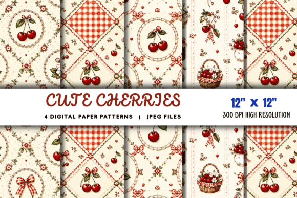 Download Cute Cherries Digital Paper Pattern - Cute cherries Collection